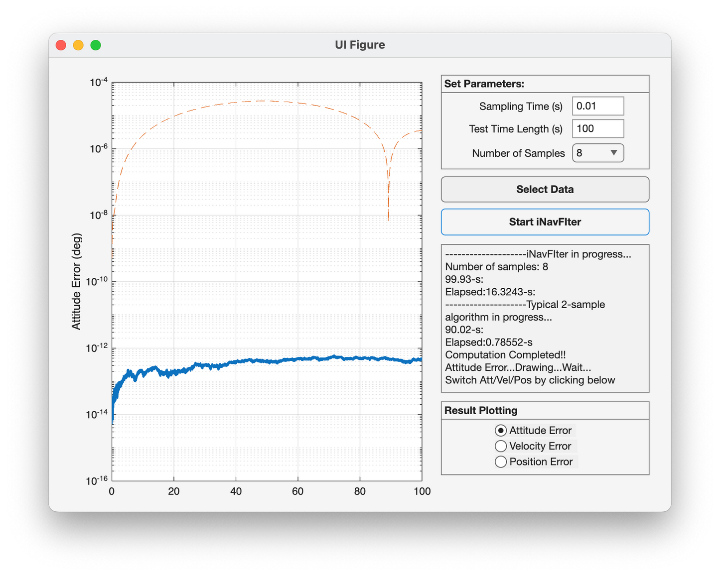 iNavFIter - precision inertial computation (Matlab App)
