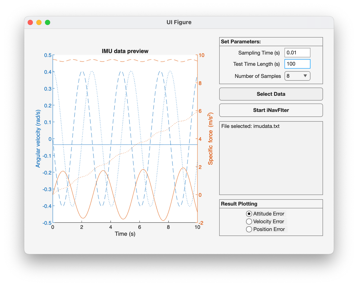 iNavFIter - precision inertial computation (Matlab App) – naviSelect